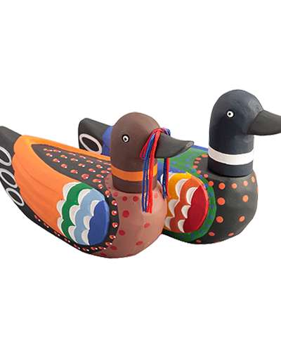Dancheong Wooden Geese Set (Small) - Traditional Korean Wedding Ducks