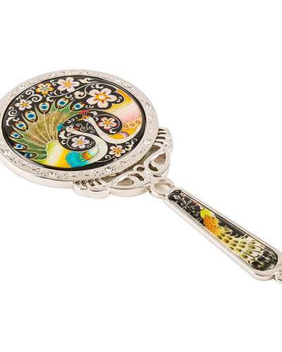 Mother-of-Pearl Princess Hand Mirror - Peacock