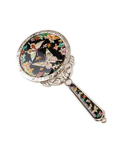 Mother-of-Pearl Princess Hand Mirror - Butterfly