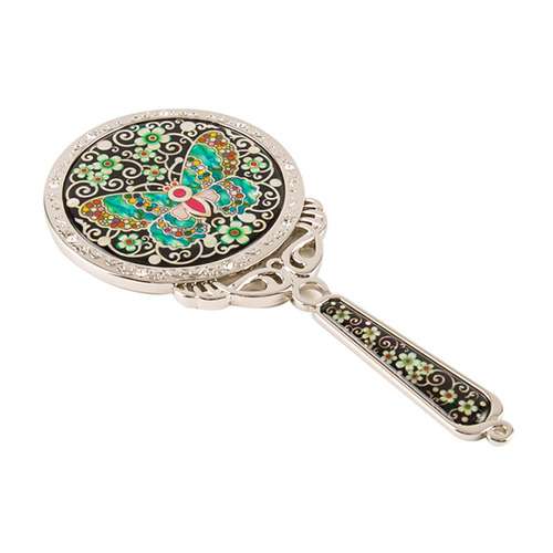 Mother-of-Pearl Princess Hand Mirror - Scrolling Butterfly