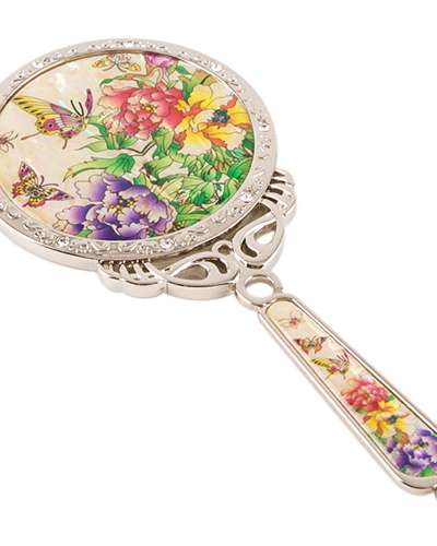 Mother-of-Pearl Princess Hand Mirror - Butterfly Peony
