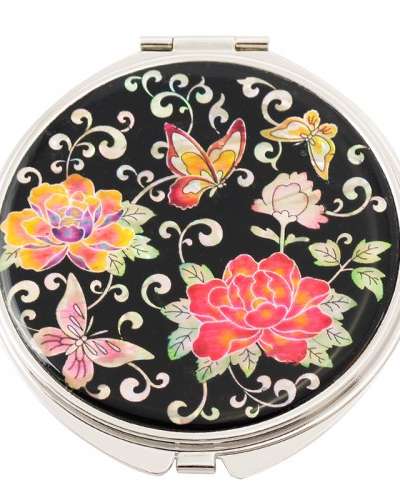 Natural Mother-of-Pearl Hand Mirror (10_Peony Butterfly)