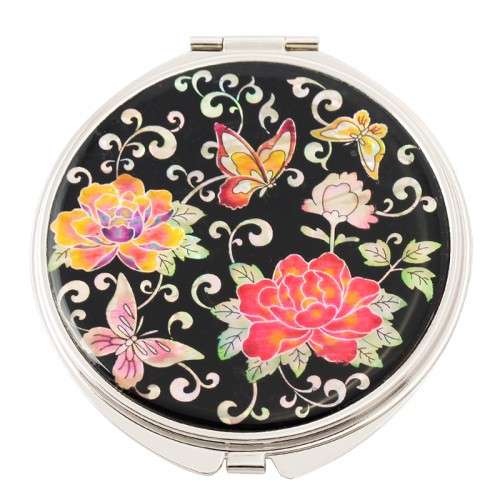Natural Mother-of-Pearl Hand Mirror (10_Peony Butterfly)