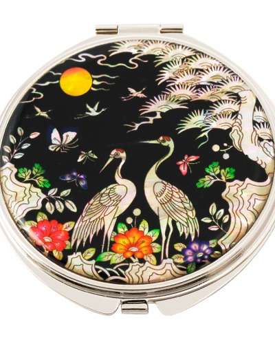 Natural Mother-of-Pearl Hand Mirror (11_Peony and Crane)