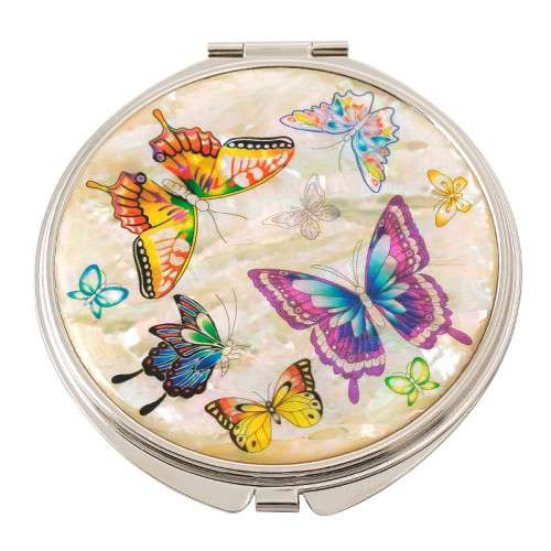 Natural Mother-of-Pearl Hand Mirror (06_Butterfly White)
