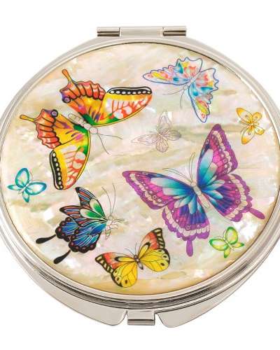 Natural Mother-of-Pearl Hand Mirror (06_Butterfly White)