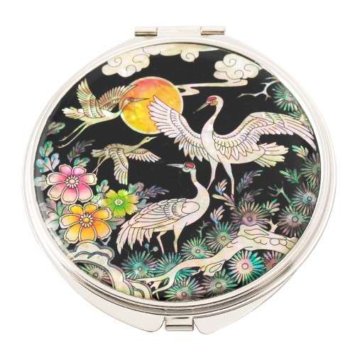 Natural Mother-of-Pearl Hand Mirror (02_Royal Pine and Crane)