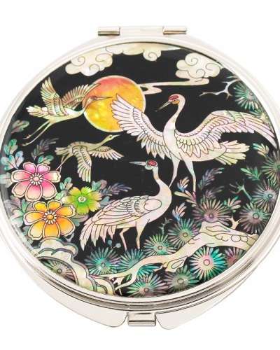 Natural Mother-of-Pearl Hand Mirror (02_Royal Pine and Crane)