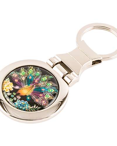Mother-of-Pearl Round Keyring (Peacock)