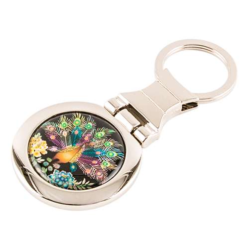 Mother-of-Pearl Round Keyring (Peacock)