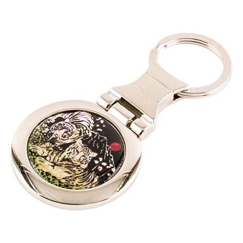 Mother-of-Pearl Round Keyring (White Tiger)
