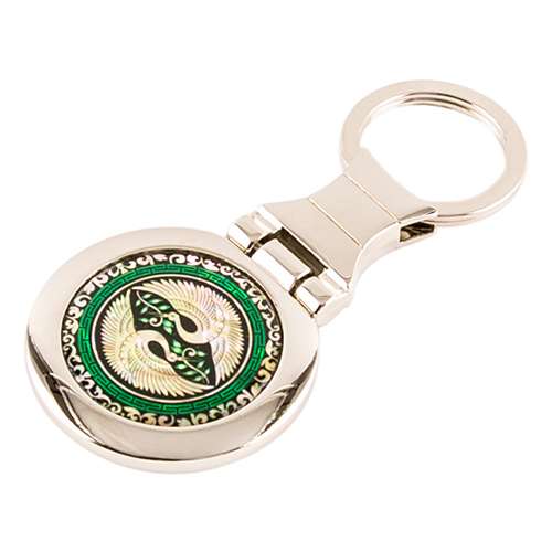 Mother-of-Pearl Round Keyring (Pair of Cranes)
