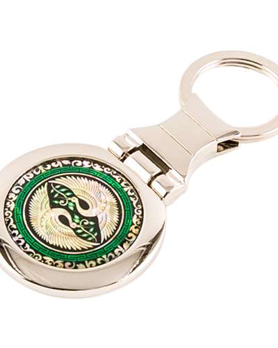 Mother-of-Pearl Round Keyring (Pair of Cranes)