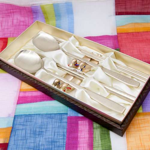 Titanium Gold Spoon & Chopstick Set (Hunminjeongeum, 2P)