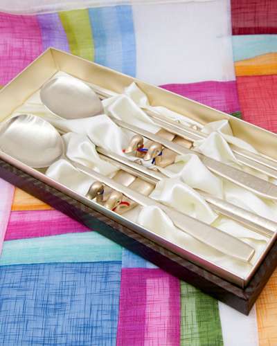 Titanium Gold Spoon & Chopstick Set (Hunminjeongeum, 2P)