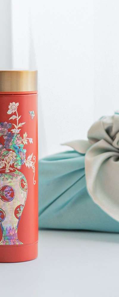 Mother-of-Pearl Stainless Steel Tumbler 300ml Soft Red Lacquerware Foreign Group Gift