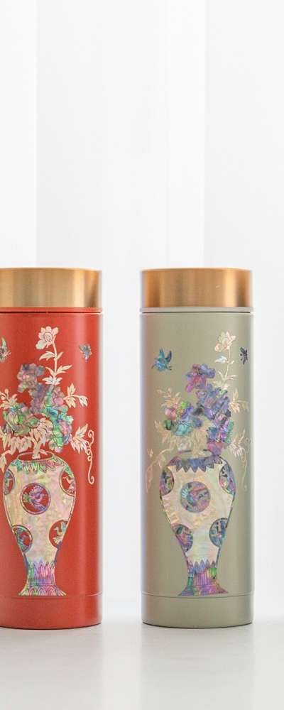 Stainless Steel Mother-of-Pearl Tumbler Vase 300ml Najeon Chilgi Korean Traditional Craft Gift