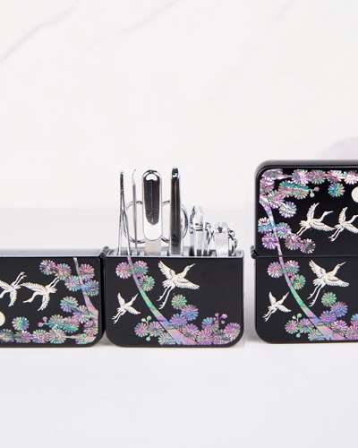 Three Seven 777 Mother-of-Pearl Nail Clipper Set - Pine Tree and Crane/Deer and Crane - Premium Gift Traditional Korean Souvenir with Engraving Option
