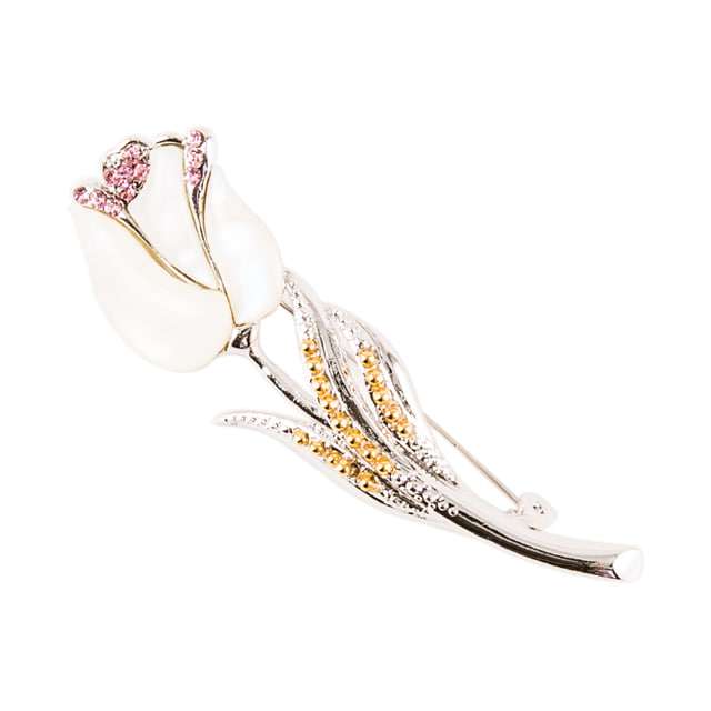 Mother-of-Pearl Brooch (Tulip, White)