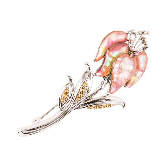 Mother-of-Pearl Brooch (Lily, Pink)