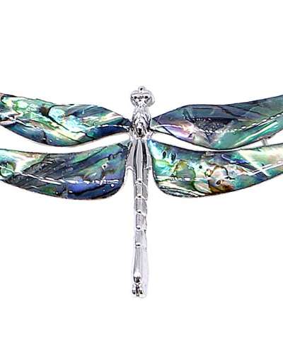 Premium Mother-of-Pearl Brooch (Dragonfly, Green)
