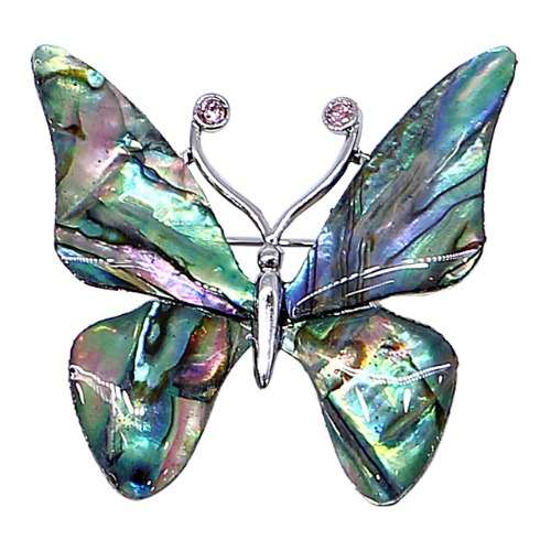 Premium Mother-of-Pearl Brooch (Butterfly, Green, Small)