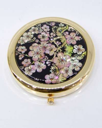 Premium Mother-of-Pearl One-Touch Hand Mirror (Plum Blossom)