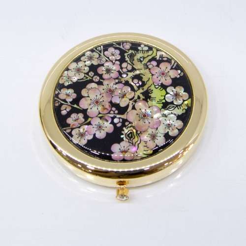 Premium Mother-of-Pearl One-Touch Hand Mirror (Plum Blossom)