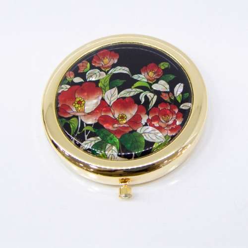 Premium Mother-of-Pearl One-Touch Hand Mirror (Camellia Flower)