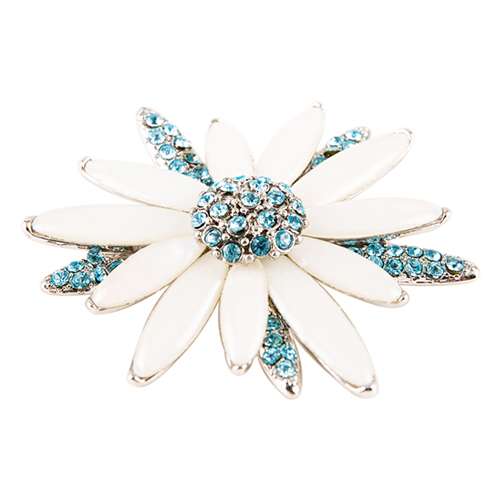 Premium Mother-of-Pearl Brooch (Daisy Flower, White)