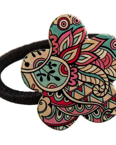 Colored Metal Rubber Hair Tie (Flower-shaped Hair Band - Paisley)
