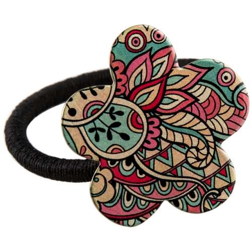Colored Metal Rubber Hair Tie (Flower-shaped Hair Band - Paisley)
