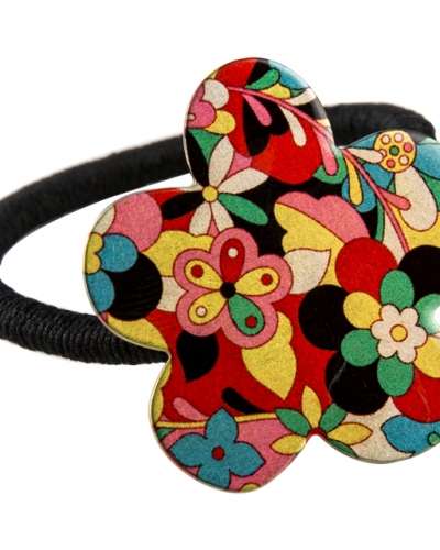 Color Metal Rubber Band Hair Tie (Flower-Shaped Hair Band - Peony)