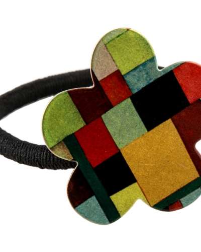 Colored Metal Rubber Hair Tie (Flower-Shaped Hairband - Jogakbo)