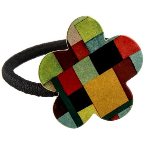 Colored Metal Rubber Hair Tie (Flower-Shaped Hairband - Jogakbo)