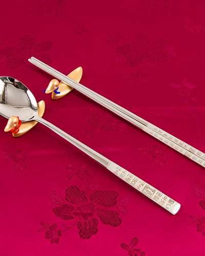 Stainless Steel Glossy Utensil Set (Hunminjeongeum B, 2P)