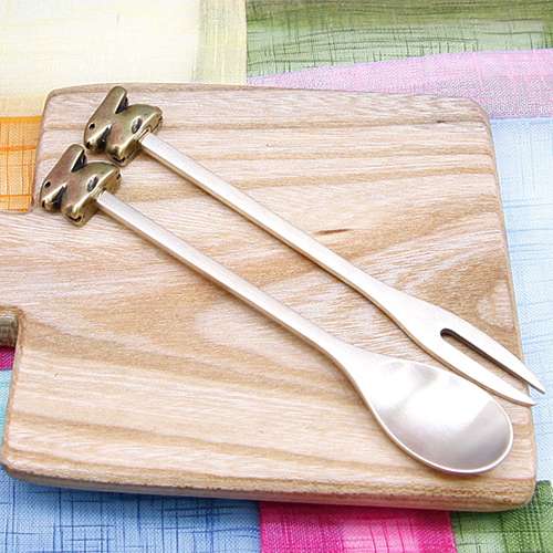 Organic Teaspoon and Fork Set (Rabbit)
