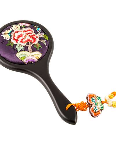 Floral Embroidered Hand Mirror (Purple, A03)