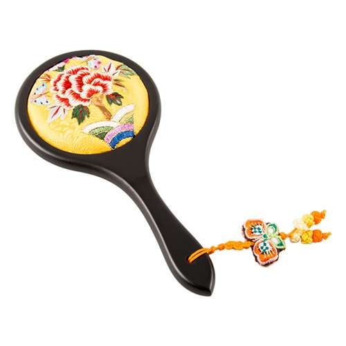 Floral Embroidery Hand Mirror (Yellow, A02)