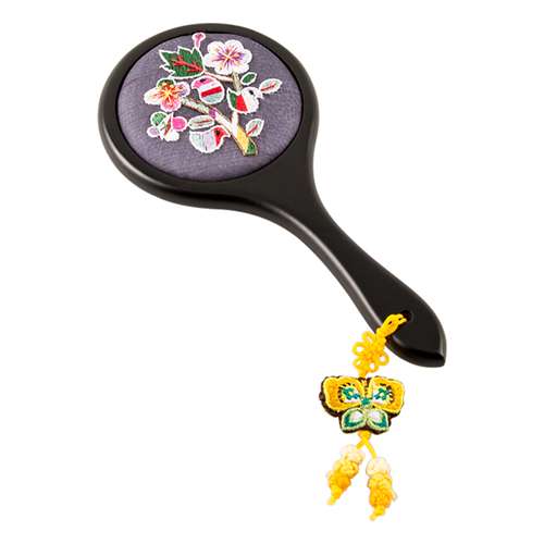 Floral Embroidered Hand Mirror (Gray, C05)