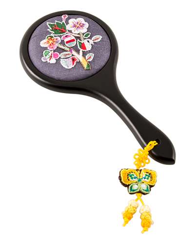 Floral Embroidered Hand Mirror (Gray, C05)
