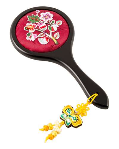 Floral Embroidered Hand Mirror (Plum Purple, C04)