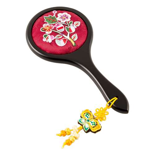 Floral Embroidered Hand Mirror (Plum Purple, C04)