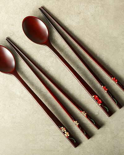 Premium Domestic Lacquerware Adult Cutlery Set (Intangible Cultural Heritage Artisan Park Gang-yong)