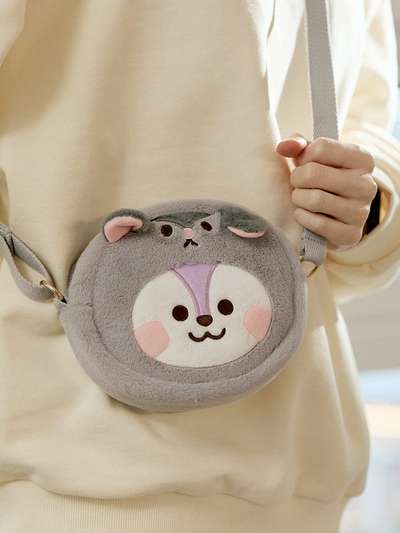 BT21 MANG BABY Fluffy Face Doll Crossbody Bag