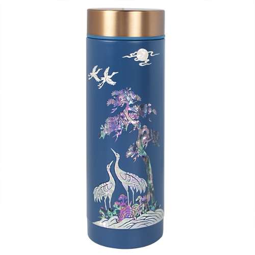 Mother-of-Pearl Tumbler - Cranes and Pine Blue