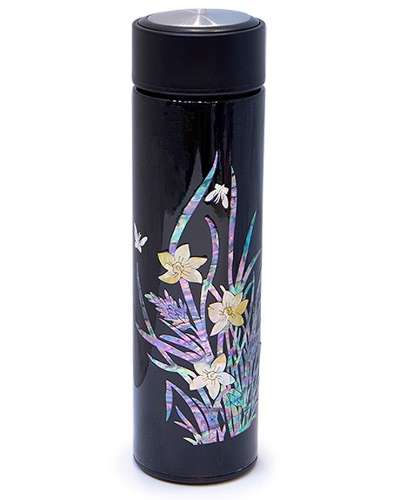 Premium Mother-of-Pearl Lacquerware Tumbler (Orchid, Black)