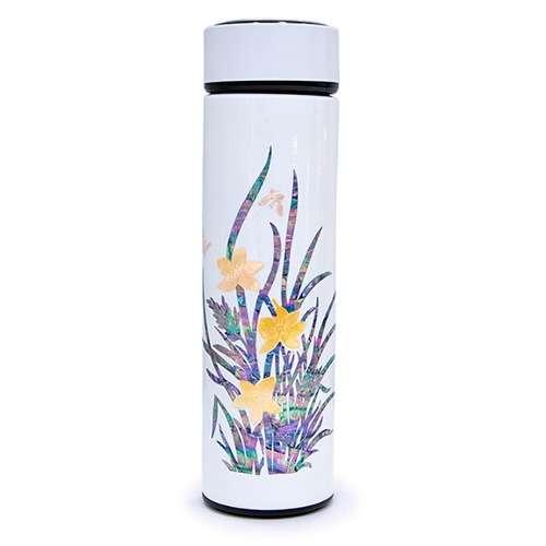 高級螺鈿漆器 貝殻タンブラー (蘭、ホワイト)