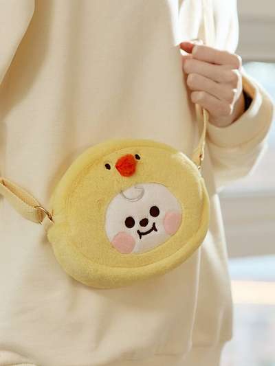 BT21 CHIMMY BABY Fluffy Face Plush Crossbody Bag
