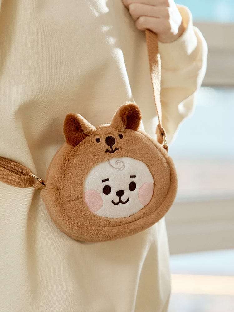 BT21 RJ BABY Fluffy Face Plushie Mini Crossbody Bag